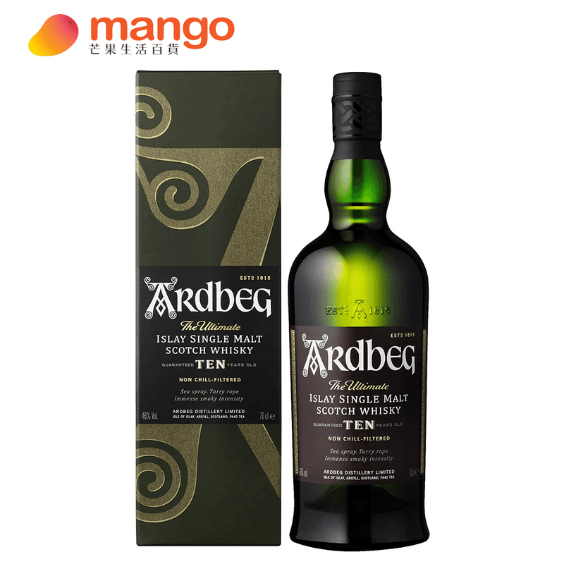 Ardbeg 雅柏 - 10 Year Old Islay Single Malt Scotch Whisky 蘇格蘭10年艾雷島單一麥芽威士忌 700ml -  Mango Store