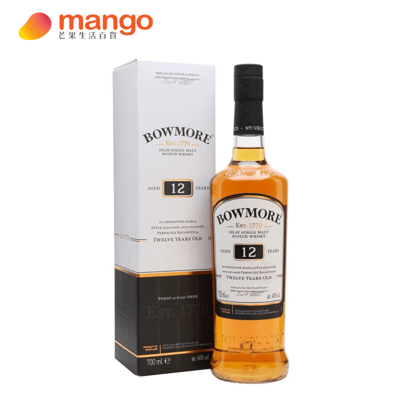 Bowmore 12 Years Islay Single Malt Scotch Whisky 蘇格蘭12年單一麥芽威士忌 700ml -  Mango Store