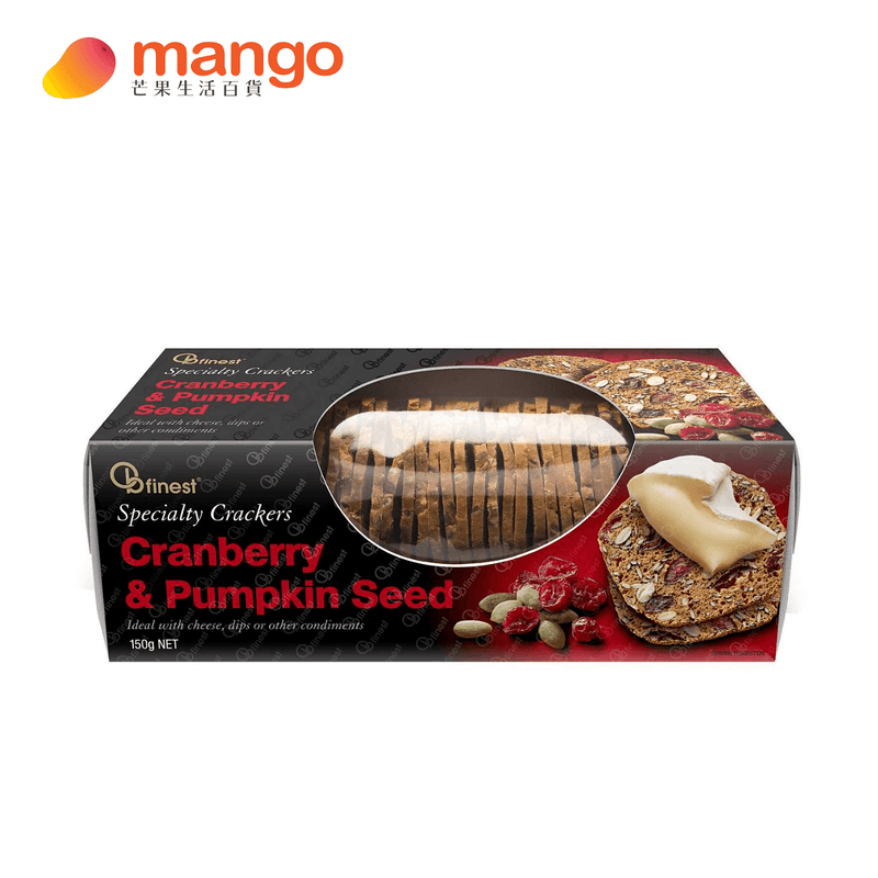 OB Finest - Specialty Crackers - Cranberry & Pumpkin Seed 蔓越莓南瓜籽薄脆餅-150g -  Mango Store