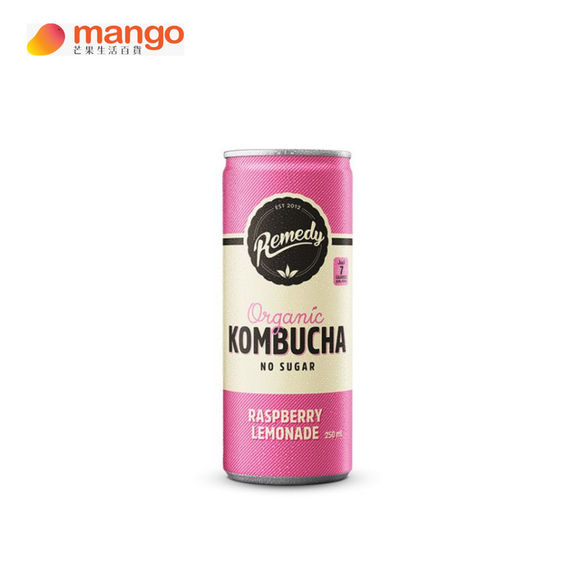 Remedy - Organic Kombucha Raspberry Lemonade 有機紅茶菌紅莓檸檬味(罐裝) 250ml （有機純天然飲品，清爽純素無糖）