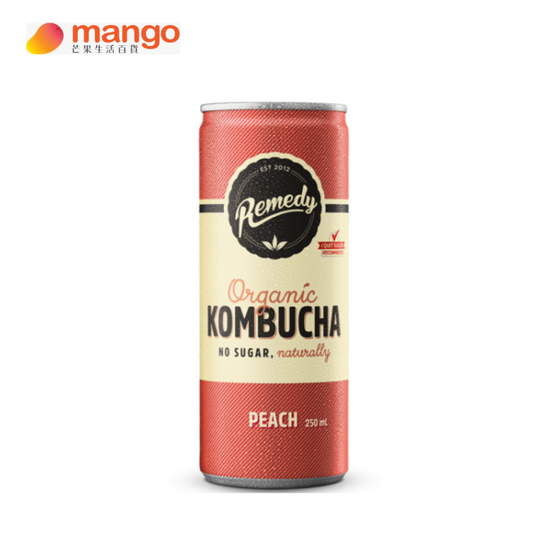 Remedy - Organic Kombucha Peach 有機紅茶菌蜜桃味(康普茶)(罐裝) 250ml（有機桃味飲品，營養豐富，超健康）