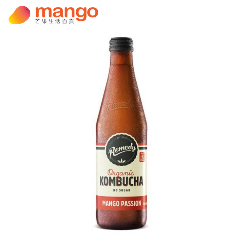 Remedy - Organic Kombucha Mango Passion 有機紅茶菌芒果熱情果味 (康普茶) 330ml (健康無糖，有機康普茶，芒果熱情果味)