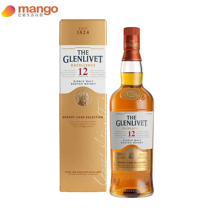 The Glenlivet 格蘭利威 - 12 Years Old Excellence Single Malt Scotch Whisky 蘇格蘭12年 Excellence 單一麥芽威士忌 700ml -  Mango Store