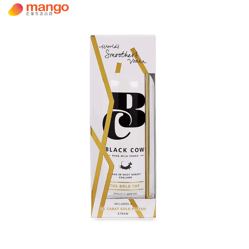 Black Cow - Pure Milk Vodka Gold Plated Straw Gift Pack 英國牛奶釀製伏特加禮盒裝 700ml -  Mango Store