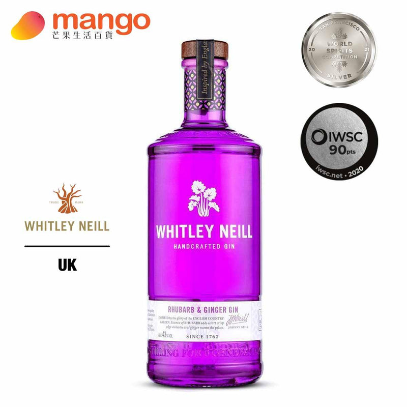 Whitley Neill 惠特利尼爾 - Rhubarb & Ginger Gin 英國大黃薑琴酒 700ml -  Mango Store